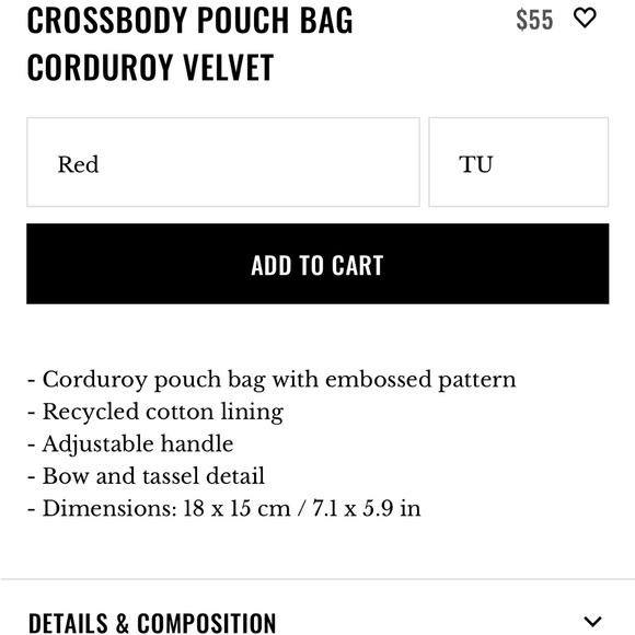 Sezane Crossbody pouch bag corduroy velvet - Picture 3 of 8